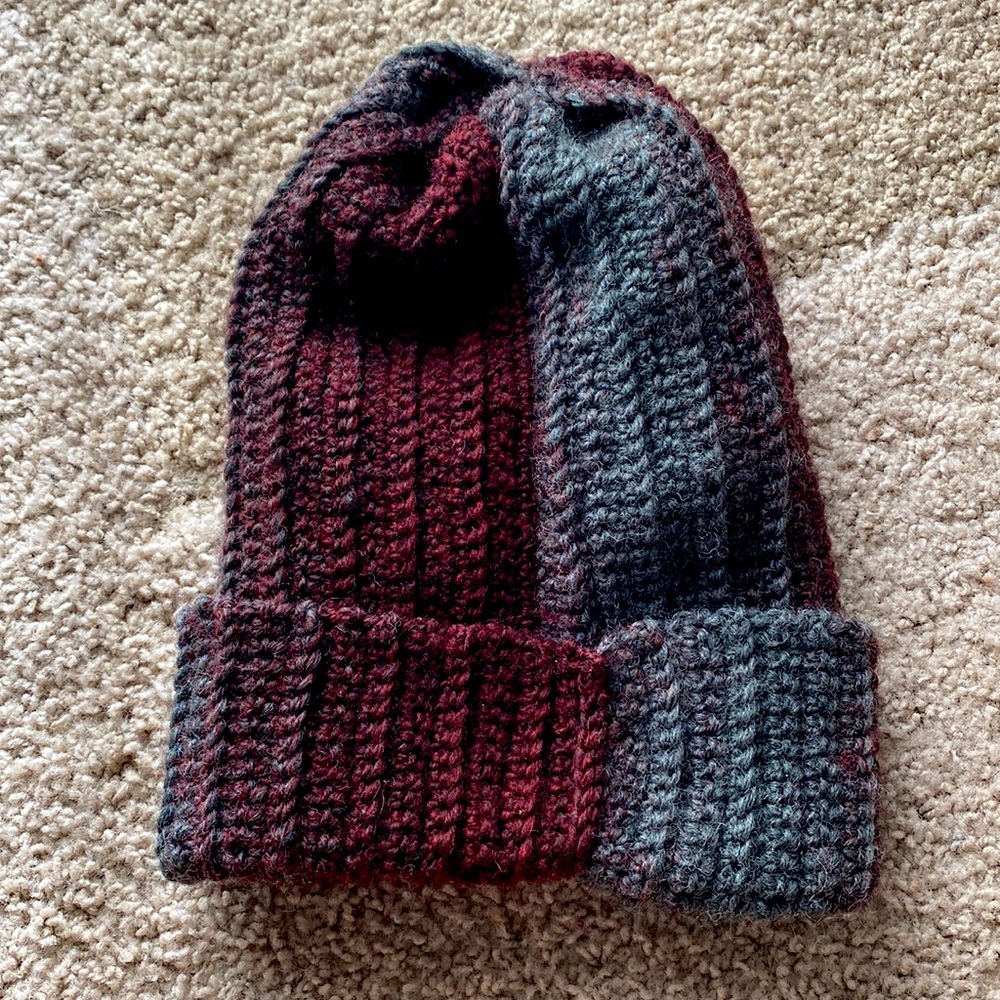 Homemade Crochet: Maroon Gray Beanie